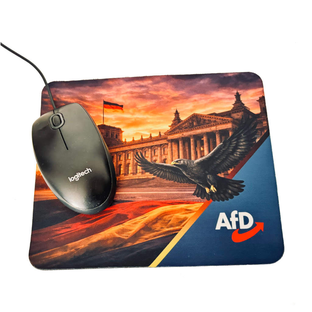 Mousepad Heimat mit Reichstagsmotiv, Adler, Deutschlandfarben und AfD-Logo